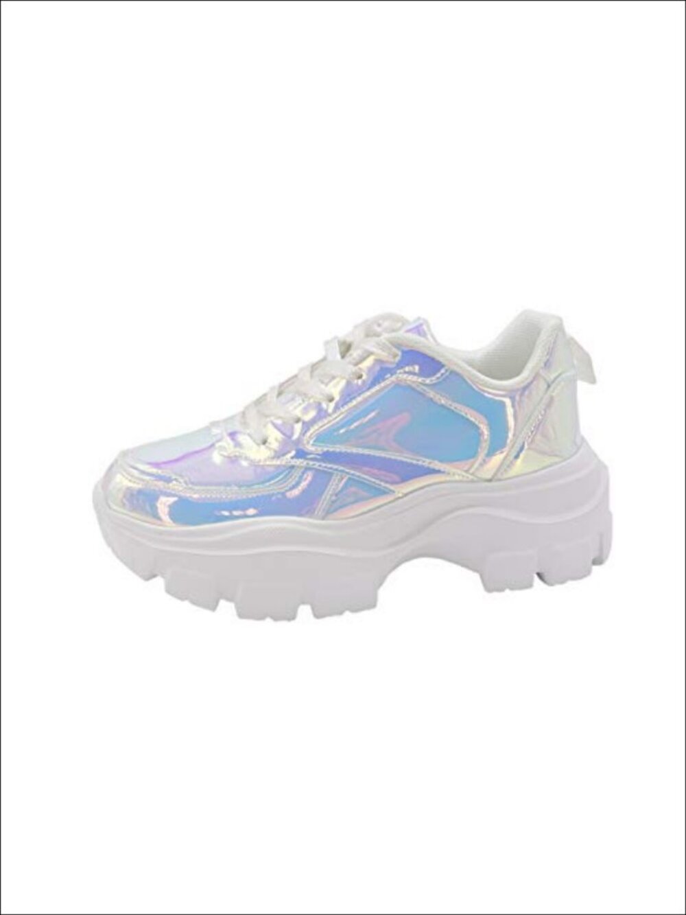 Women Chunky Platform Dad Lace-Up Walking Sneakers Lightweight Reflective